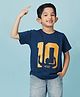 Knitting Doodles Pure Cotton Half Sleeves Sports Theme Printed Tee - Blue