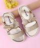 Cute Walk by Babyhug Velcro Closure Formal & Party Wear Embellished Sandals with Bow Applique - Gold