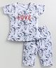 Nottie Planet Love Printed Floral Tie Dye Effect Printed Night Suit  - Grey