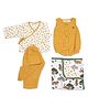 Masilo Organic Muslin 4 Piece Everyday Essentials Gift Bundle For Infant/Baby's, Cozy and comfortable, 0 to 6 Months - Tiger - Mustard Yellow