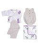 Masilo Organic Muslin 4 Piece Everyday Essentials Gift Bundle For Infant/Baby's, Cozy and comfortable, 0 to 6 Months - Zebra - Purple