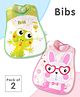 Sleeveless Waterproof Printed Apron Bibs- Pack of 2- Green & Pink