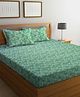 FABINALIV Floral 100% Cotton Handwoven King Size Double Bedsheet with 2 Pillow Covers - Green