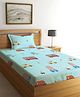 FABINALIV Cartoon Print 300 TC Cotton Blend Single Bedsheet with Pillow Cover - Multicolor