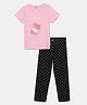 Mackly Half Sleeves Jelly Printed Tee With Polka Dots Printed Pajama - Pink
