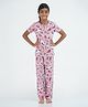Mackly Half Sleeves Unicorn Rainbow Printed Tee With Pajama - Dark PInk