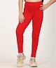 ZION Premium Cotton 4-Way Stretch Knitted Ankle-Length Solid Leggings Red