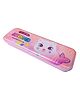 Karbd Cartoon Hardtop 2 Compartment Small Size Metal Pencil Box Mermaid Cat Design - Pink