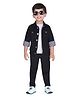 DOTSON Full Sleeves Solid 3 Piece Jacket Party Set - Black