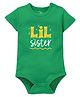 Zeezeezoo Half Sleeves Rakhi Theme Little Sister Printed Onesie - Green