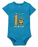Zeezeezoo Half Sleeves Baby Birthday Theme One Month Birthday Animal Theme Printed Onesie - Blue