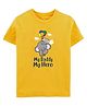 Zeezeezoo Fathers Day Theme  Half Sleeves Baby & Daddy Elephant Printed Tee - Yellow