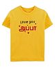 Zeezeezoo Fathers Day Theme Half Sleeves I Love You Appa In Tamil Printed Tee - Yellow