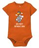 Zeezeezoo Fathers Day Theme Half Sleeves My First Fathers Day Printed Onesie - Orange