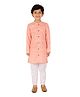 Tiny Bubs Full Sleeves Chevron Design Cotton Kurta & Pajama - Peach