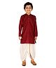 Tiny Bubs Full Sleeves Solid Kurta With Dhoti - Maroon