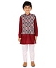 Tiny Bubs Full Sleeves Solid Kurta Pajama With Ethnic Motif Printed Jacket - Maroon