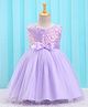 Babyhug Sleeveless  3D Fabric Yoke Party Frock With Sequin Embroidery & Bow Applique- Lilac