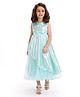 Babyhug Woven Sleeveless Metallic & Mesh Party Gown - Mint