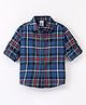 Simply Premium 100% Cotton Woven Full Sleeves Checked Shirt - Navy Blue