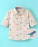 Simply Premium Cotton Full Sleeves Shirt Dino Print- Beige