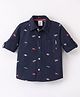 Simply Premium Cotton Full Sleeves Shirt Dino Print- Navy Blue