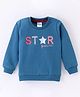Simply Cotton Looper Full Sleeves Sweatshirt With Text Print - Blue