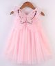 Babyhug Sleeveless Party Frock With Butterfly Wings Corsage & Sequine Detailing - Pink