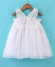 Babyhug Sleeveless Party Frock With Butterfly Wings Corsage & Sequine Detailing - White