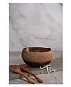 Thenga Ring Jumbo Coconut Bowl with Spoon and Fork - Brown