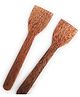 Thenga Coconut Wood Spatula for Cooking Non Stick Kitchen Utensil Set Of 2 - Brown
