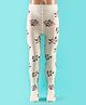 Mustang Cotton Full Length Footie Tights With Floral Print - Offwhite