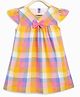 Campana 100% Cotton Cap Sleeves Checks Bow Applique Dress - Multi Colour