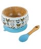 Taabartoli Jungle Safari Wooden Suction Bowl and Spoon Set - Blue
