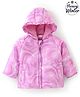 Babyoye Polar Fleece Lined 100% Cotton Woven Full Sleeves Marble Printed Hooded Jacket - Lilac