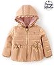 Babyoye Full Sleeves Hooded Jacket with Bow Applique - Metallic Gold