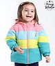 Babyoye Full Sleeves Solid Colour Block Hooded Jacket with Butterfly Design - Multicolour