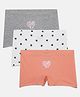 Mackly Pack Of 3 Printed & Striped Boxer Briefs - Coral White & Grey