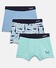 Mackly Pack Of 3 Printed Boxers - Green Blue & Grey