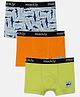 Mackly Set Of 3 Sharks Printed Boxer Briefs - Grey & Orange