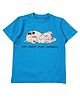 Snowflakes Half Sleeves Dog Printed Tee  - Sky Blue