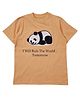 Snowflakes Half Sleeves Panda Printed Tee  -  Peach