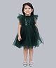 Bella Moda Sleeveless Sequin Bodice Embellished & Frill Detailed Fit & Flare Dress - Dark Green