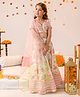 Pspeaches Half Sleeves Printed Frilled Detailed Lehenga Choli With Dupatta - Off White