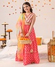 Pspeaches Sleeveless Mirror Work Detailed Motif Printed Lehenga Choli With Dupatta - Pink