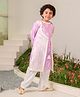 Pspeaches Full Sleeves Seamless Moroccan Design Detailed Floral Printed Kurta With Lurex Striped Attached Front Tie Up Jacket With Pyjama - Purple