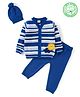 Babyhug Organic Cotton Knit Full Sleeves Sweater Set With Cap Cloud & Sun Design -Blue