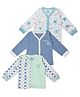Mi Arcus  Cotton Full Sleeves Sea Theme Printed Jhablas Pack of 3 White & Blue