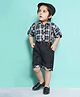 AJ Dezines Half Sleeves Tartan Checked 4 Piece Party Set - Black