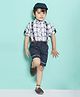 AJ Dezines Half Sleeves Tartan Checked 4 Piece Party Set - White
